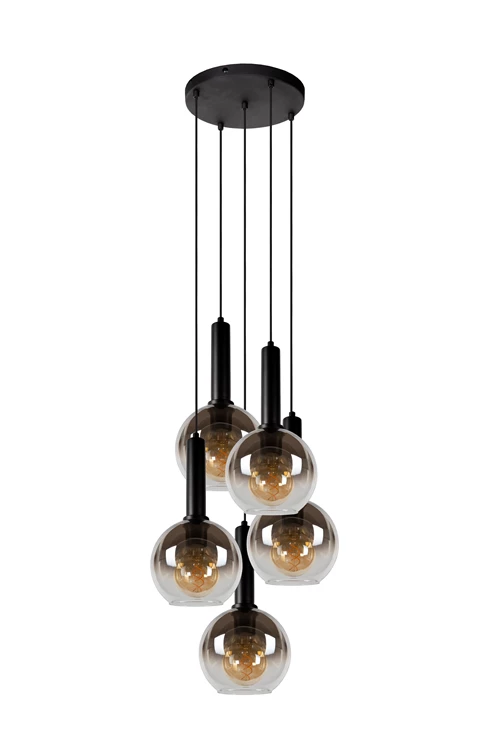 Lucide MARIUS - Pendant light - Ø 55 cm - 5xE27 - Black - turned off